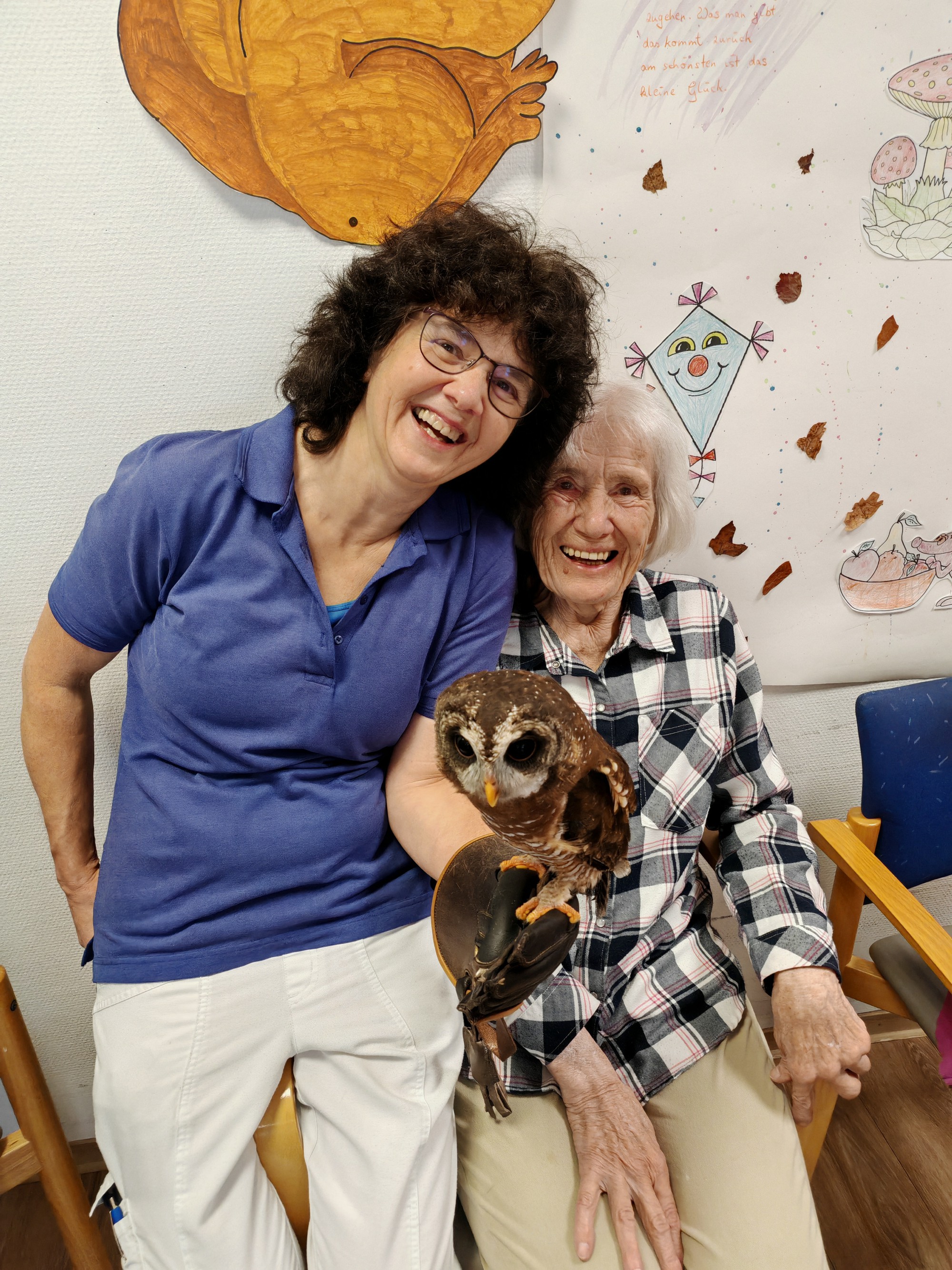 Gemeinsames Foto mit Eule