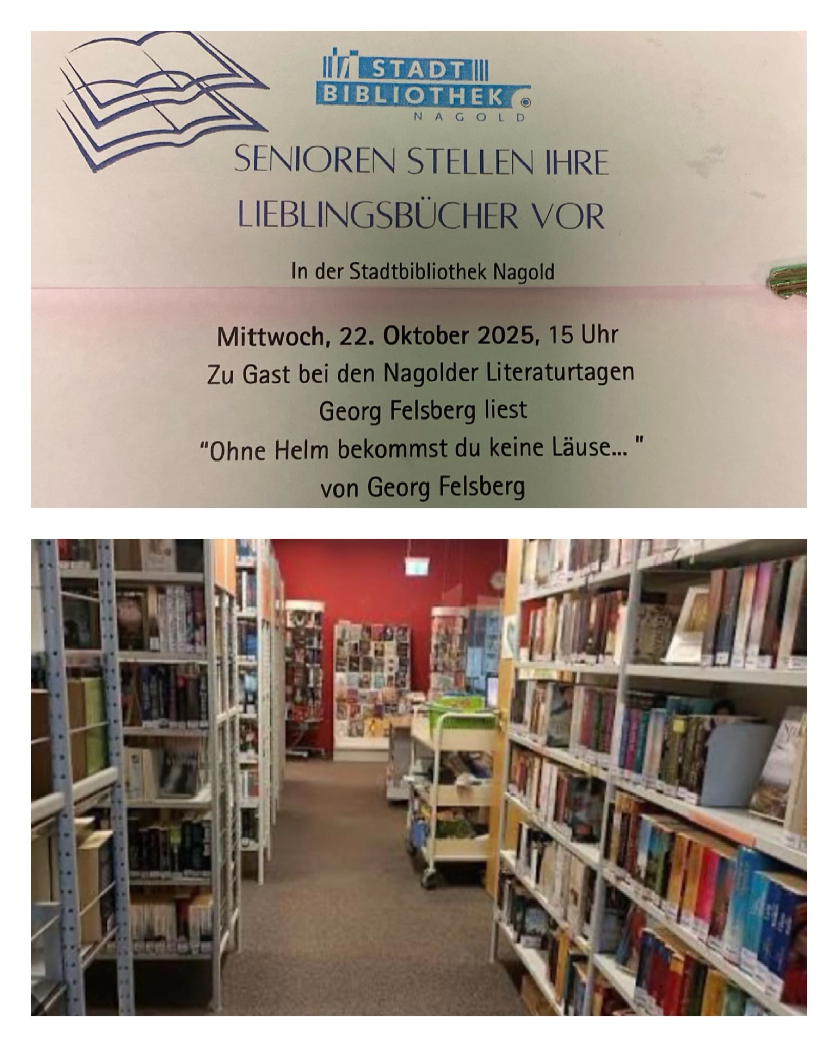 Aushang der Stadtbibliothek Nagold